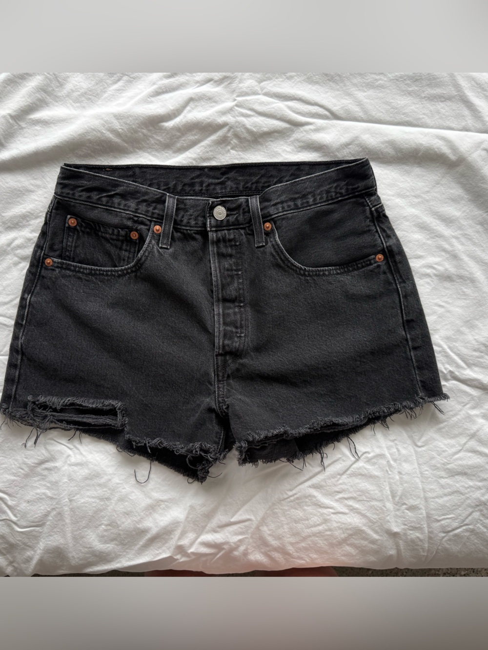 Levi's Black High-Rise Cutoff Denim Shorts